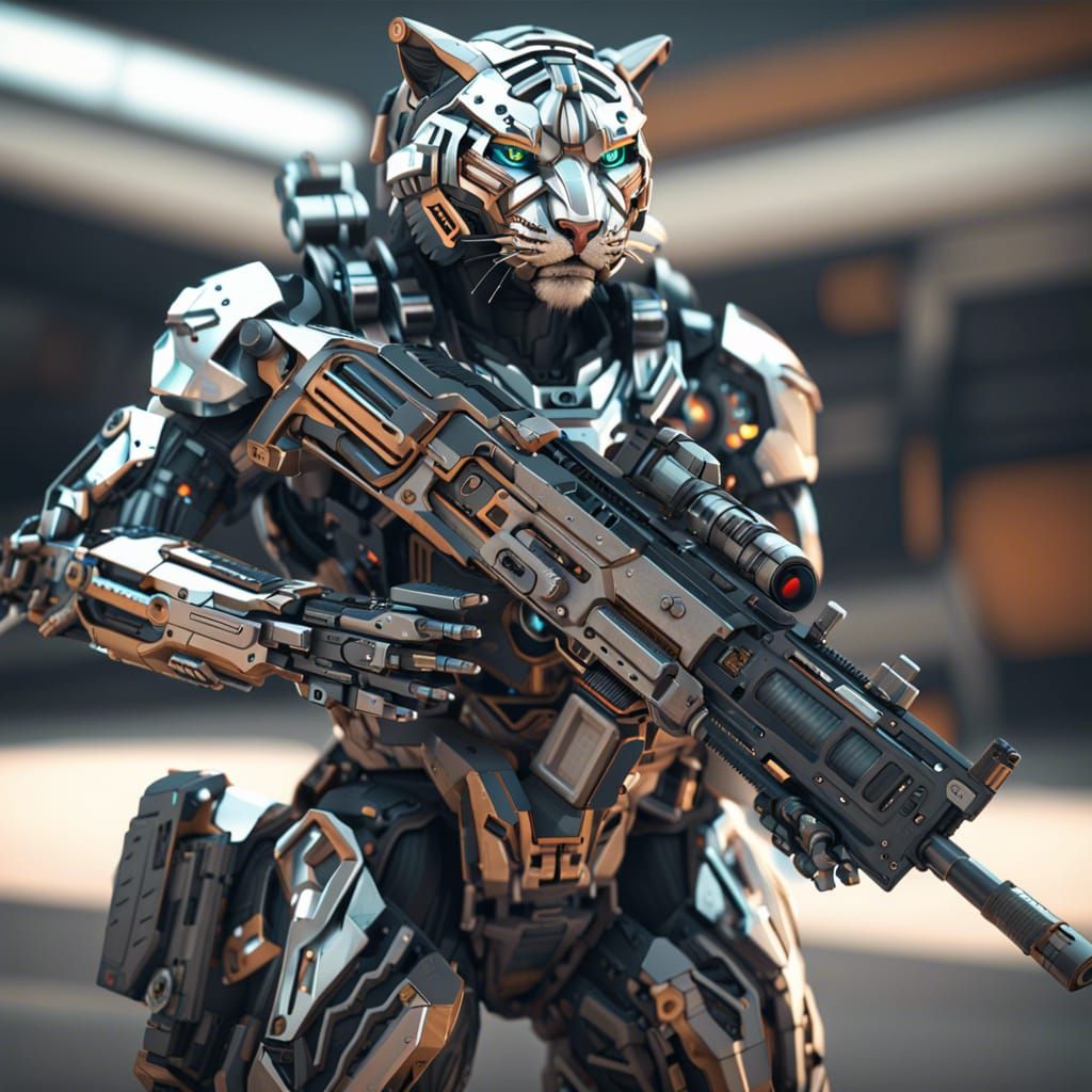 Futuristic Soldier Tiger in Sci-Fi Style