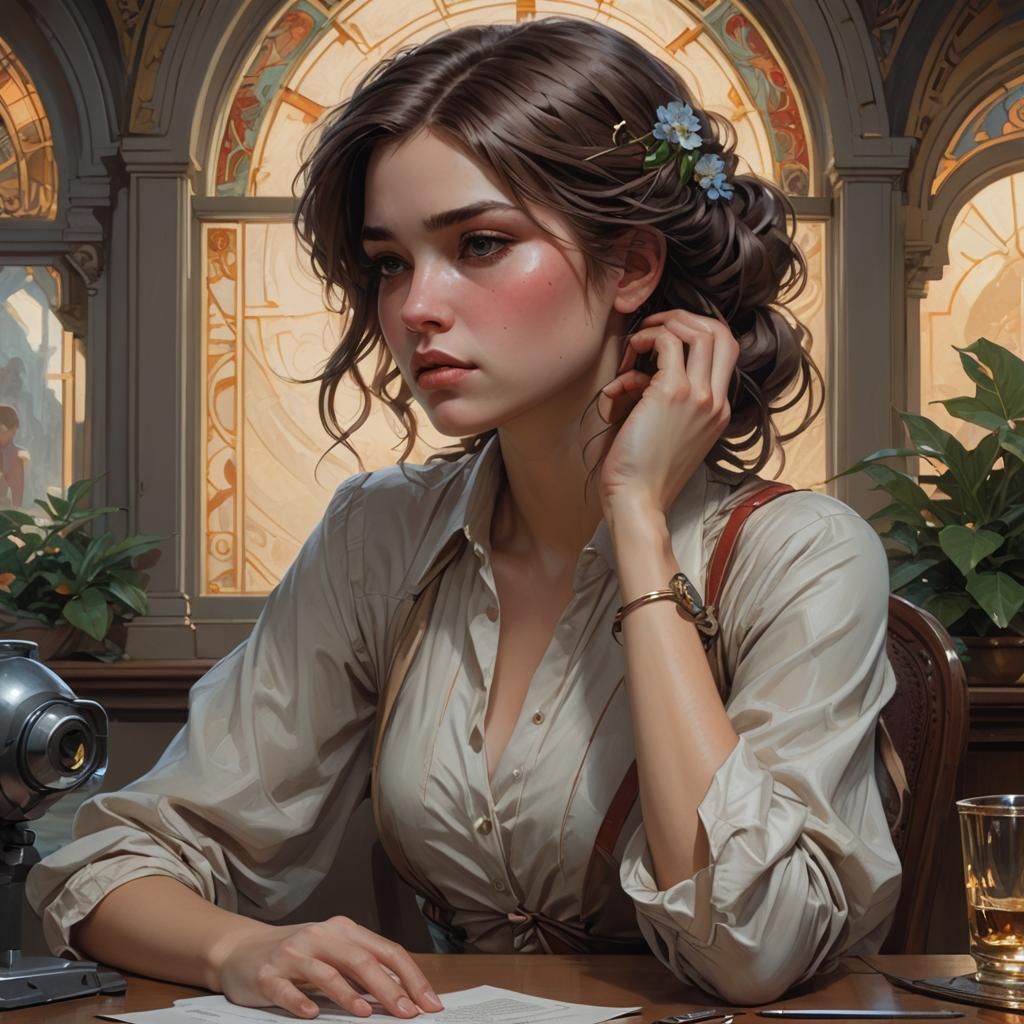 Melancholic Beauty in Detailed Portrait