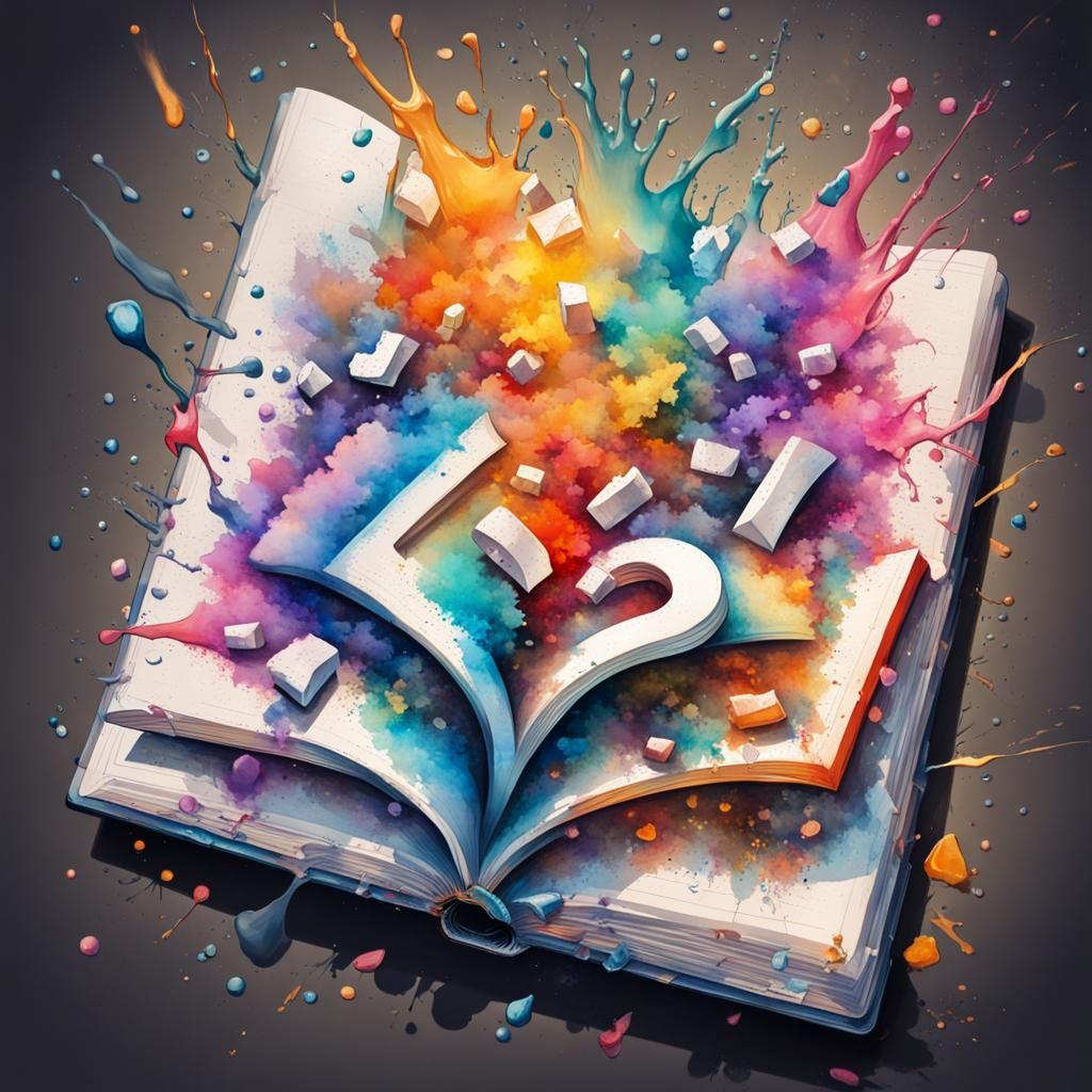 Crystal Book Overflowing with Watercolor Letters