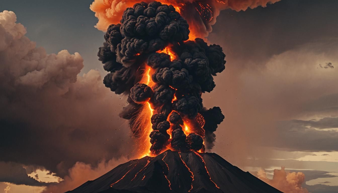 Volcano Erupts in Dramatic Apocalyptic Landscape