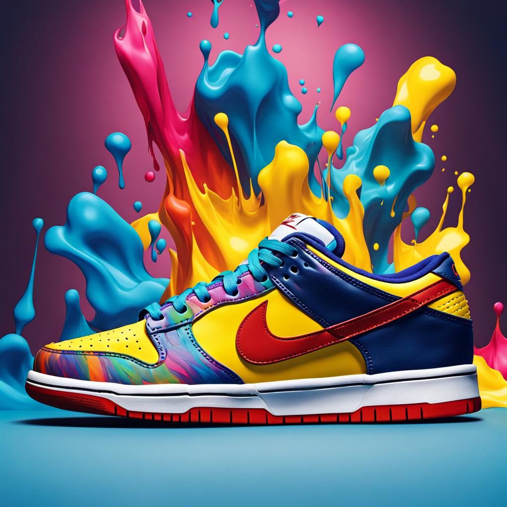 Hyperrealistic Nike Dunk SB Sneaker Splash Art