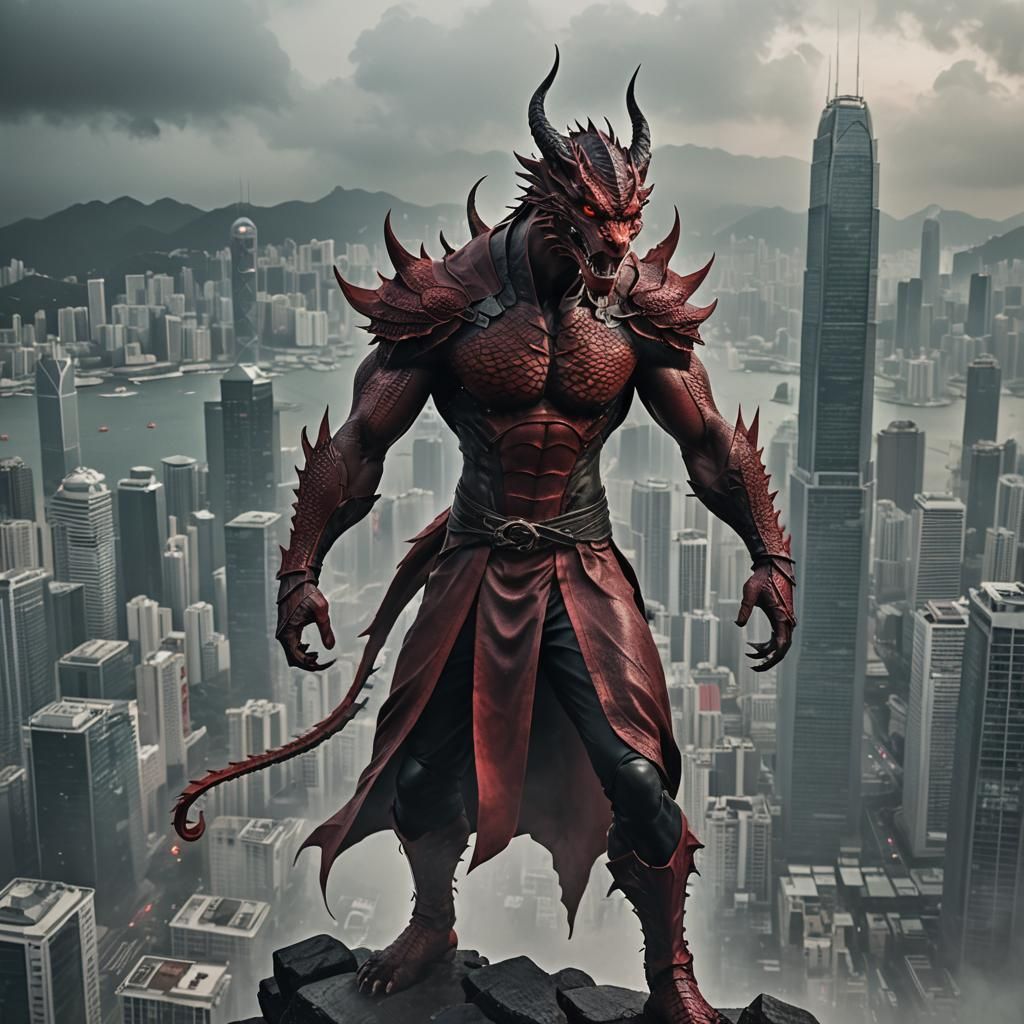 Hong Kong Assassin in Crimson Dragon Costume
