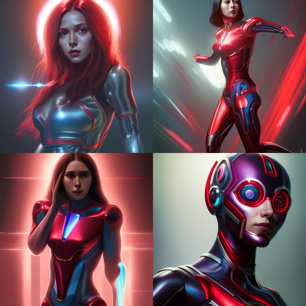 Wanda Maximoff Ultron Hybrid Portrait in Biopunk Style