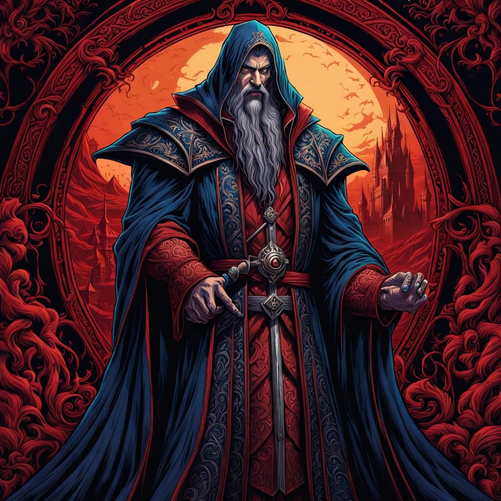 Dracula Tepesh: A Horror Drawing in Leonardo da Vinci Style