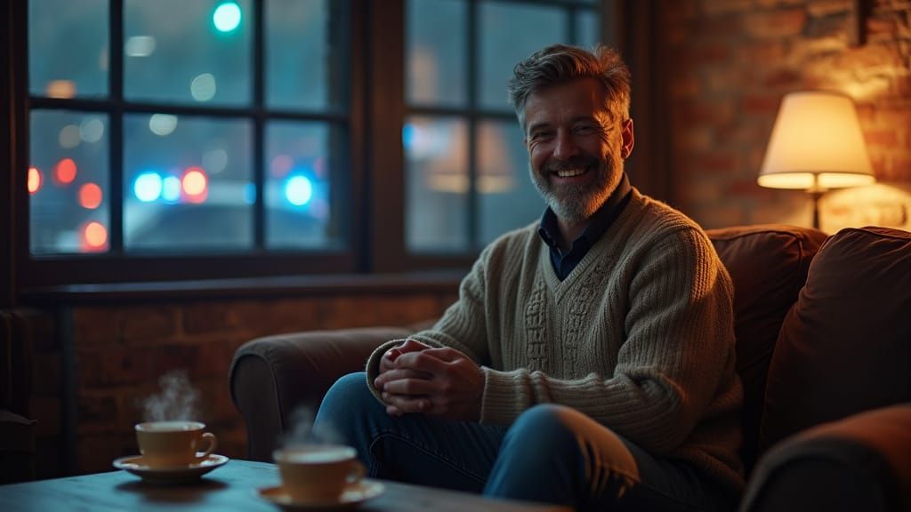 Cozy Morning Moment Amidst City Chaos