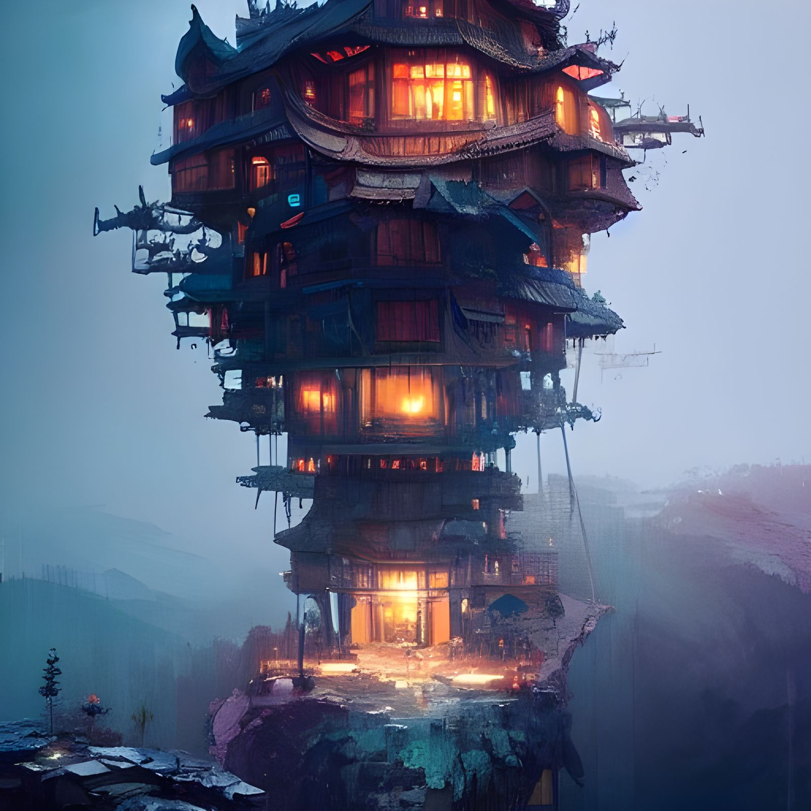 Impossible House on a Mountain: Fantasy Art