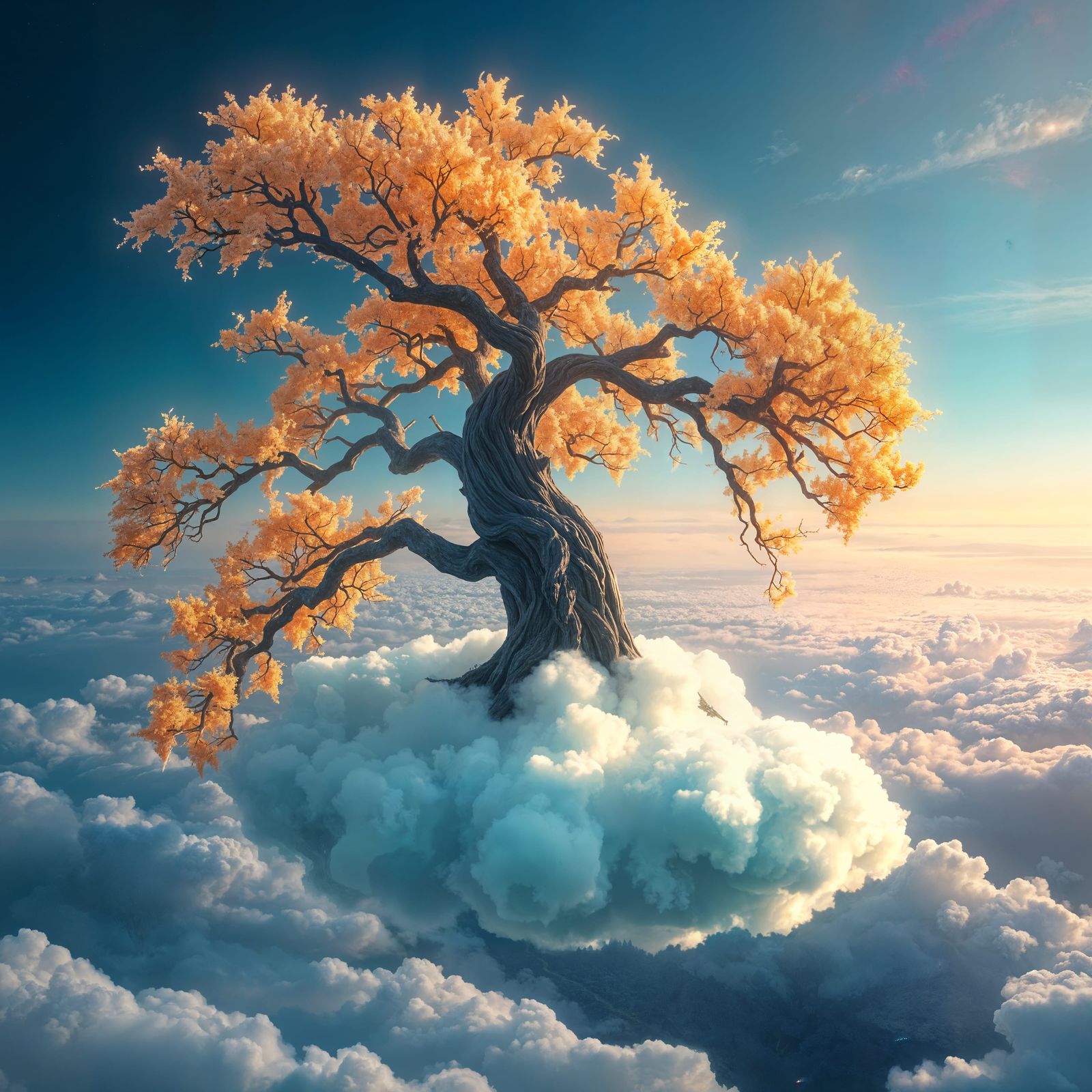 Luminous Cloud Tree in Dreamlike Harmony