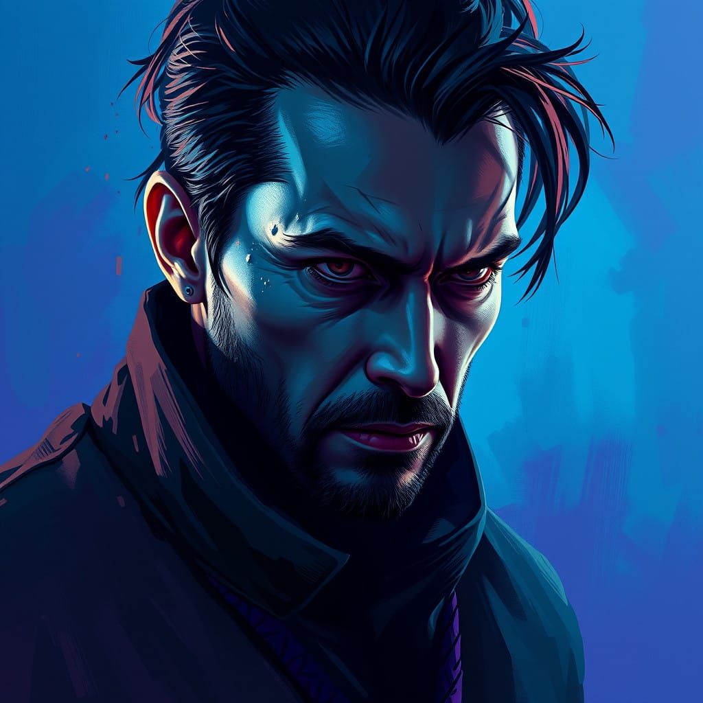 Dramatic Hyperrealistic Portrait in Vibrant, Gradient Backgr...