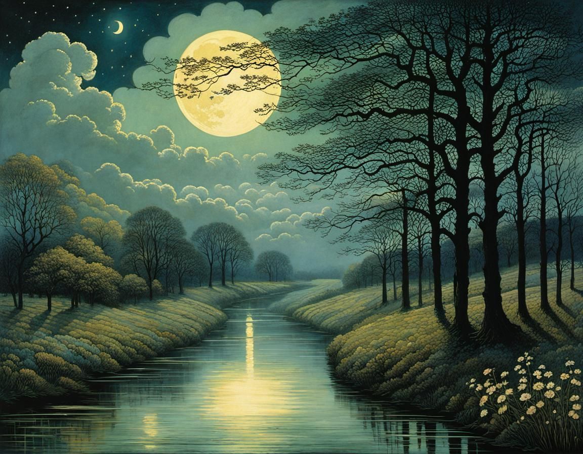 Ethereal Evening Dance Under Ornate Clouds