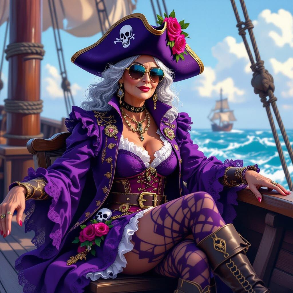 Dominican Pirate Woman in Vibrant Digital Art Style