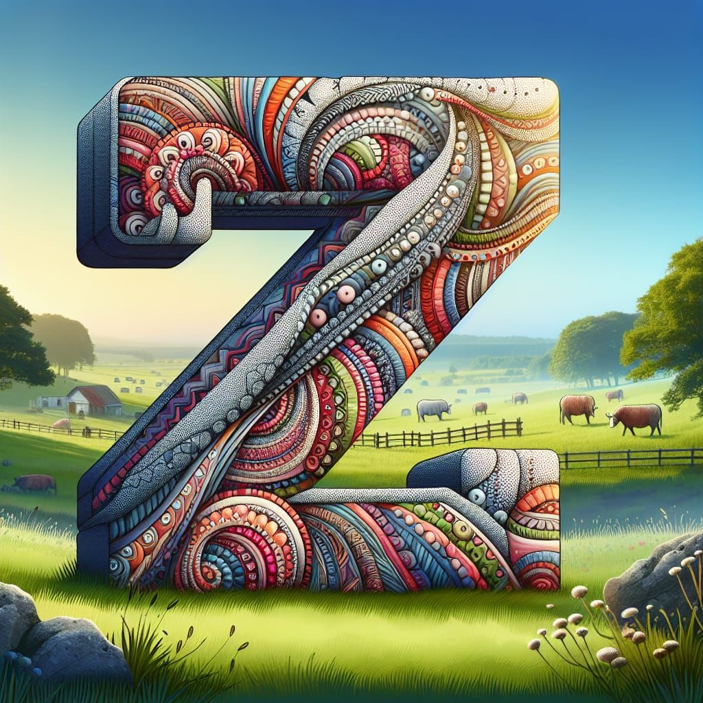 Typographic Sculpture of 'Z' with Zentangle Elements