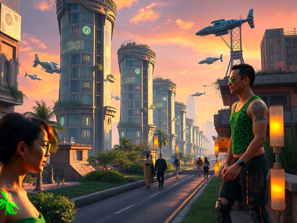 Solarpunk Metropolis in 3025: A Futuristic Utopia