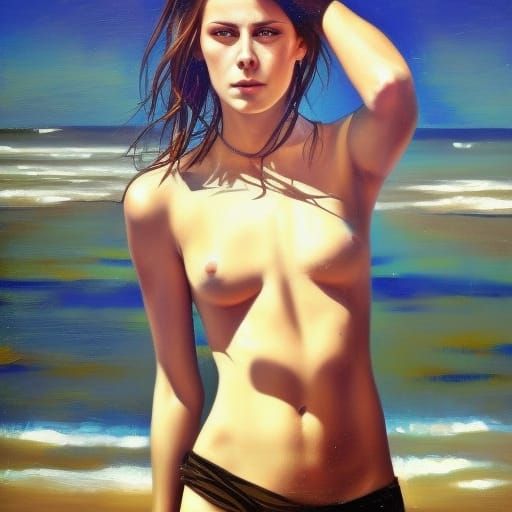 Beach Portrait in Oil Painting Style