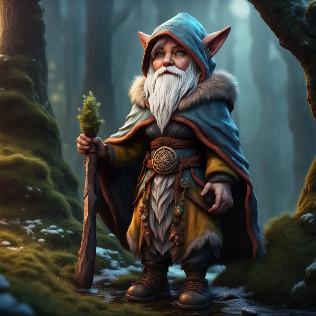 Gnome Druid in Detailed Matte Painting