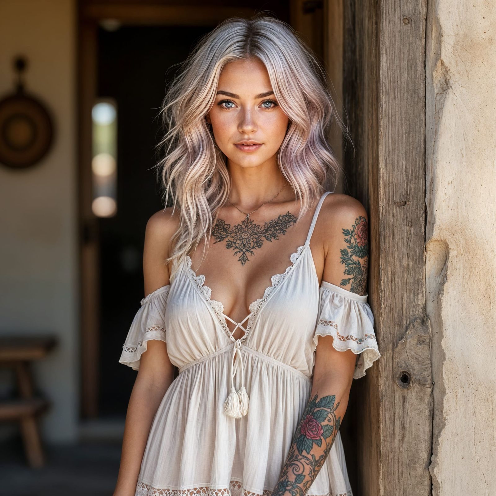 Elven Woman with Tattoo in Photorealistic Style