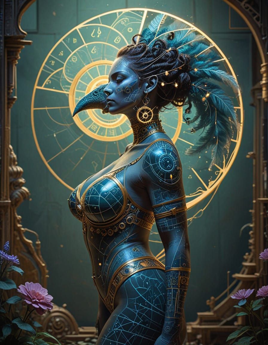 Ethereal Paragliter in Flight, Interwoven with Golden Ratio...