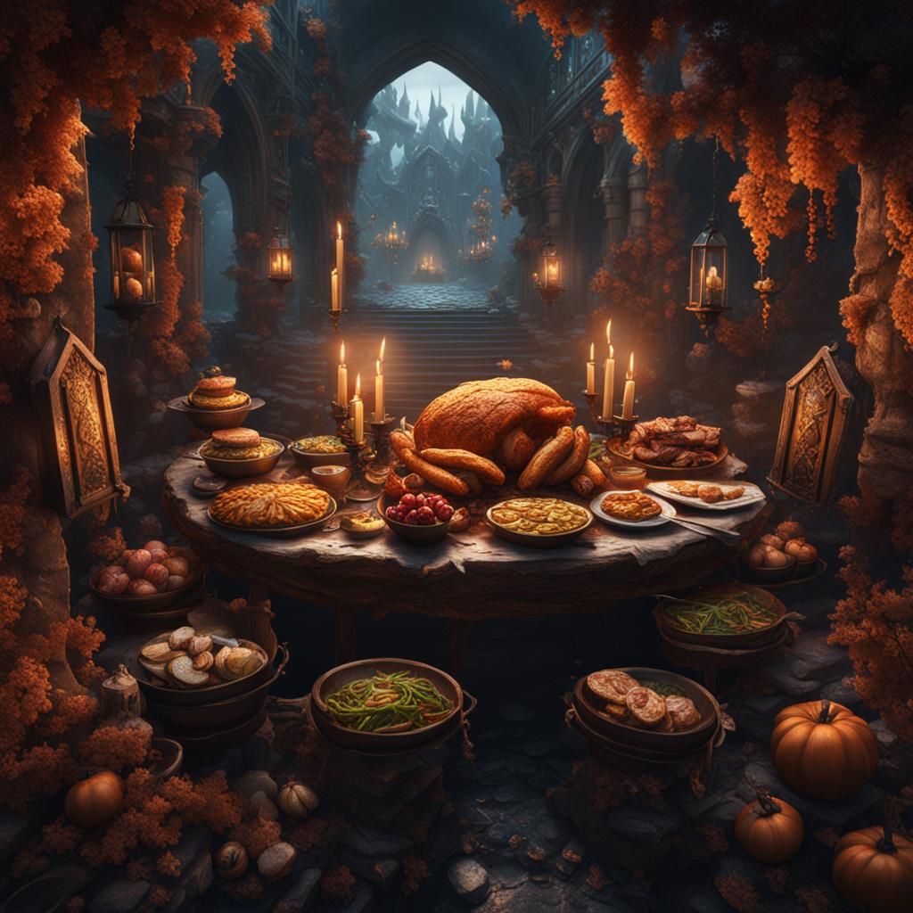 Fantastical Feast in Detailed Matte Painting