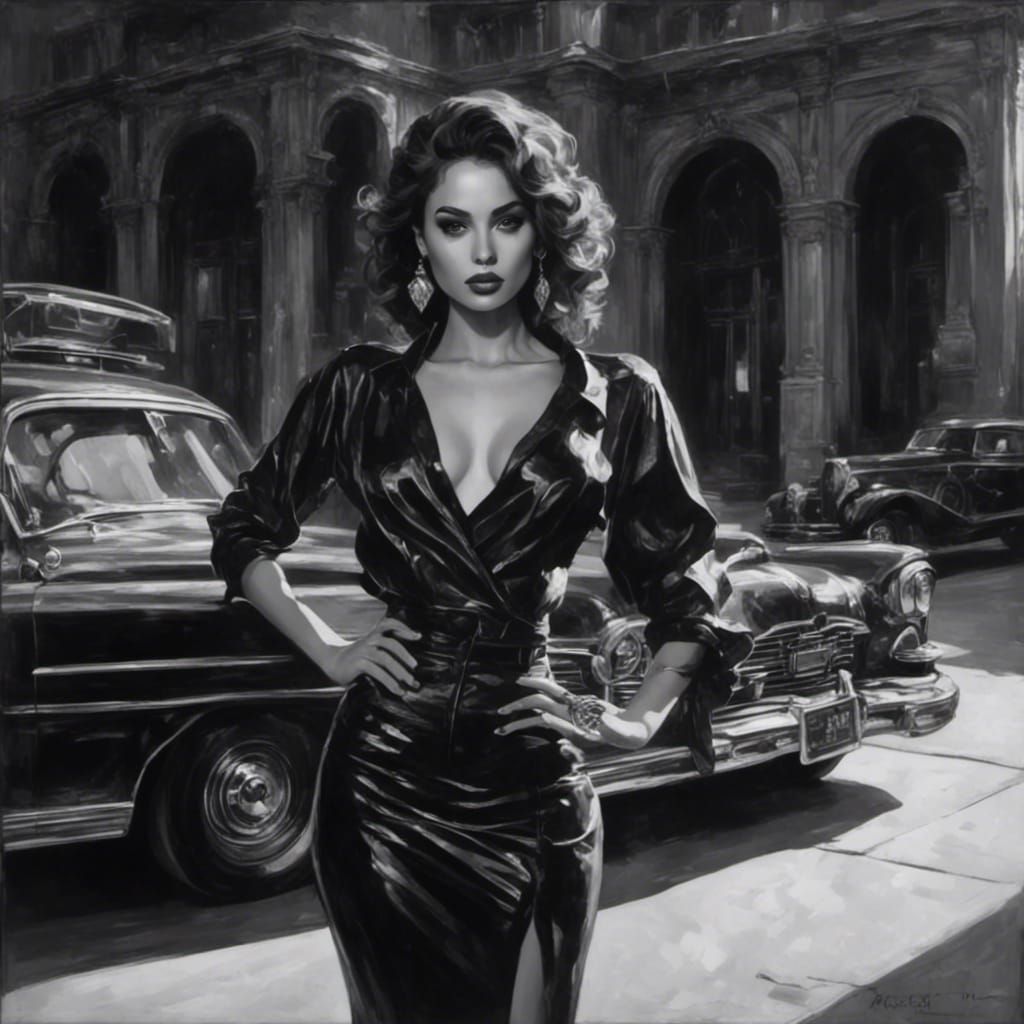 Film Noir Femme Fatale in Black and White