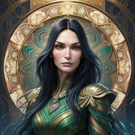 Striking Portrait with Art Nouveau Elements