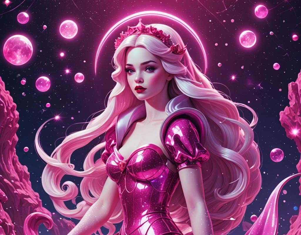 Snow White as Synthwave Space Mermaid