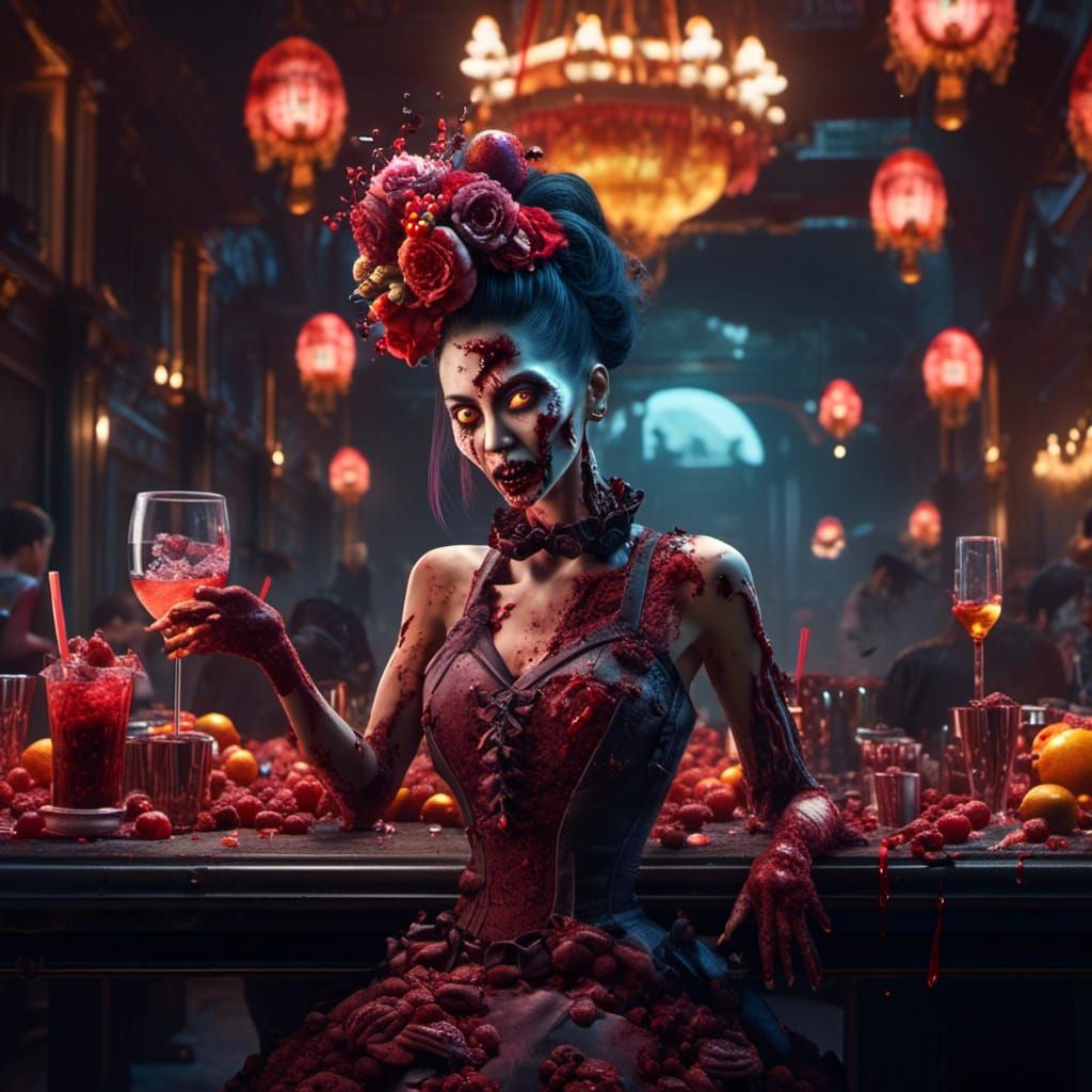 Glamorous Zombie Woman at a Party