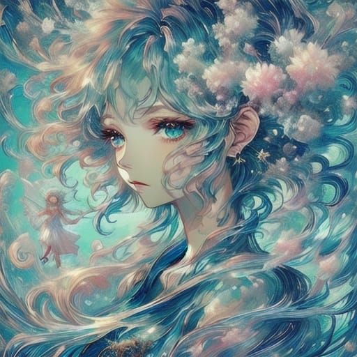 Dreamlike Ethereal Fantasy Scene in Vibrant Pastel Colors