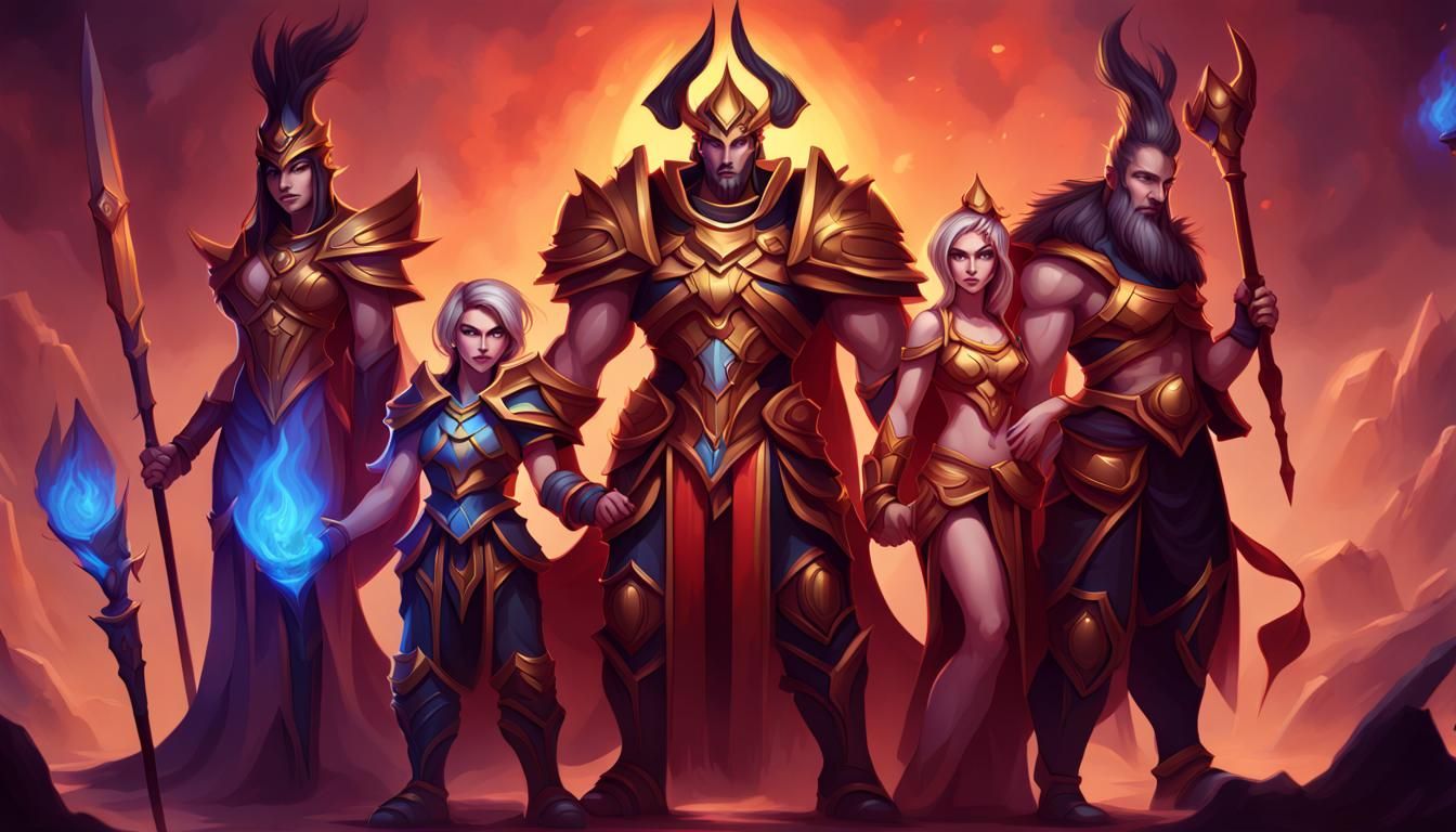 Ares and Family: Vibrant Fantasy Portrait