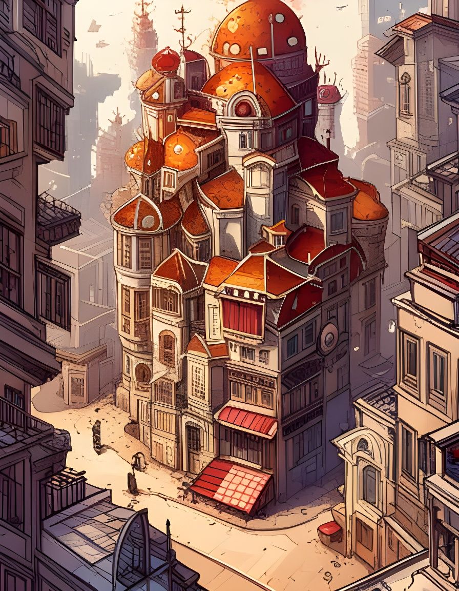 Detailed Hyperrealistic Architecture in Digital Splash Art