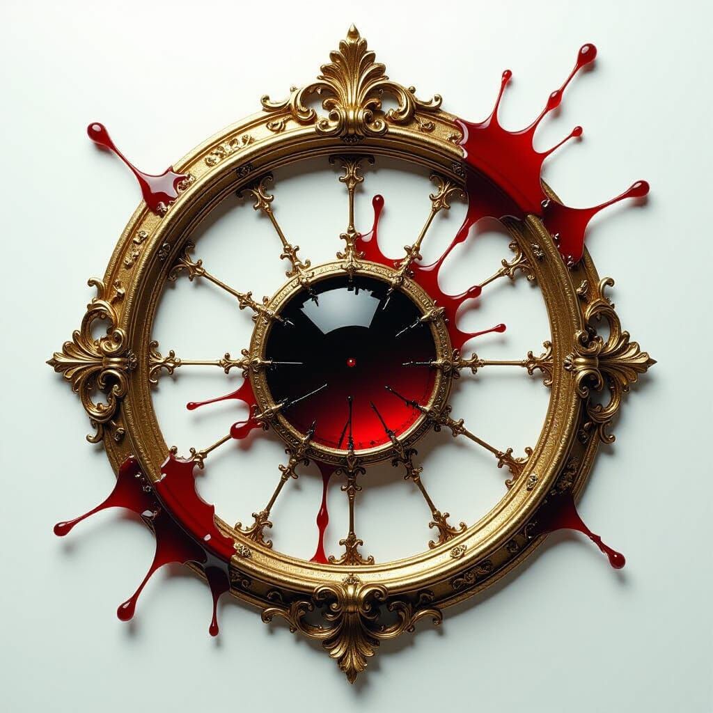 Gothic Romanticism Shattered Monocle with Blood Splatters