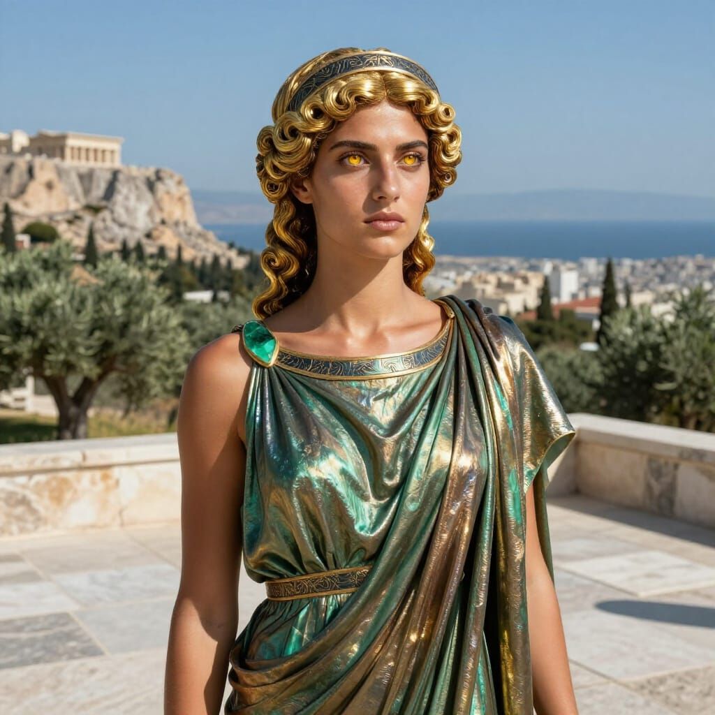 Ancient Greek Woman with Divine Features in Photorealistic P...