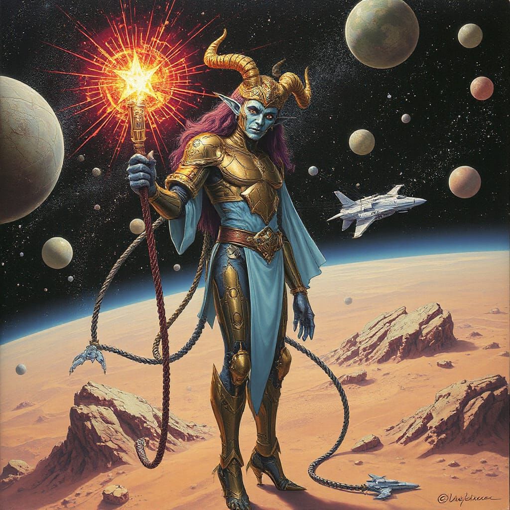 Cybernetic Space Djinn in Cyberpunk Style