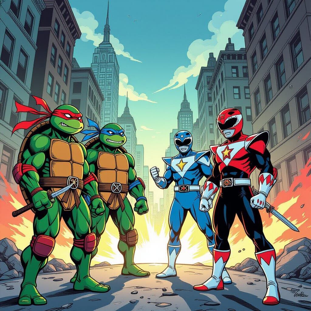 TMNT and Power Rangers Unite in Comic Book Art