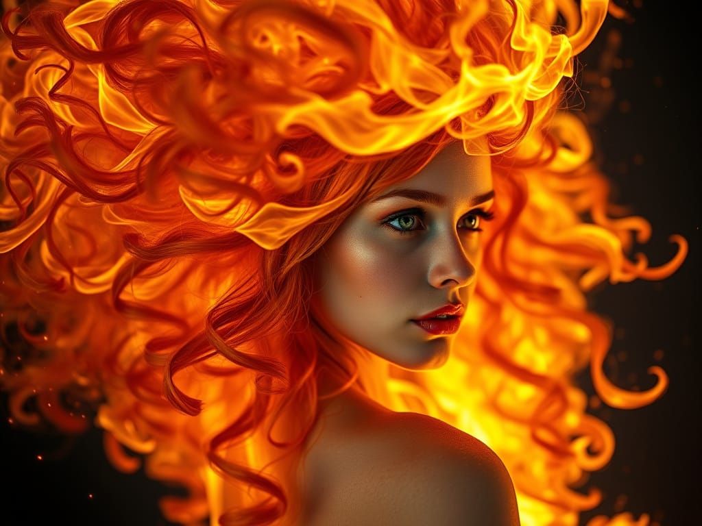 Fiery Portrait: Scottish Woman with Hair of Flame