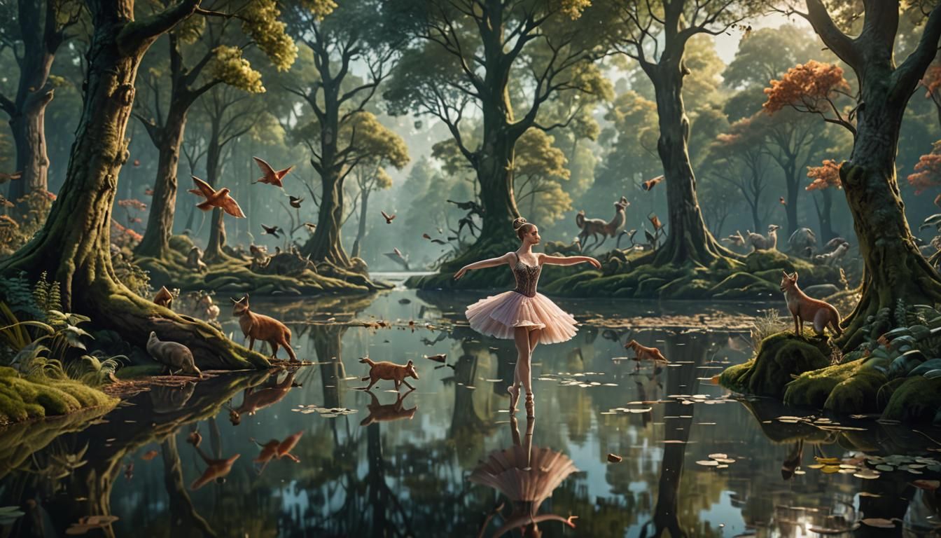 Cosmic Ballerina Dance: Detailed Matte Painting