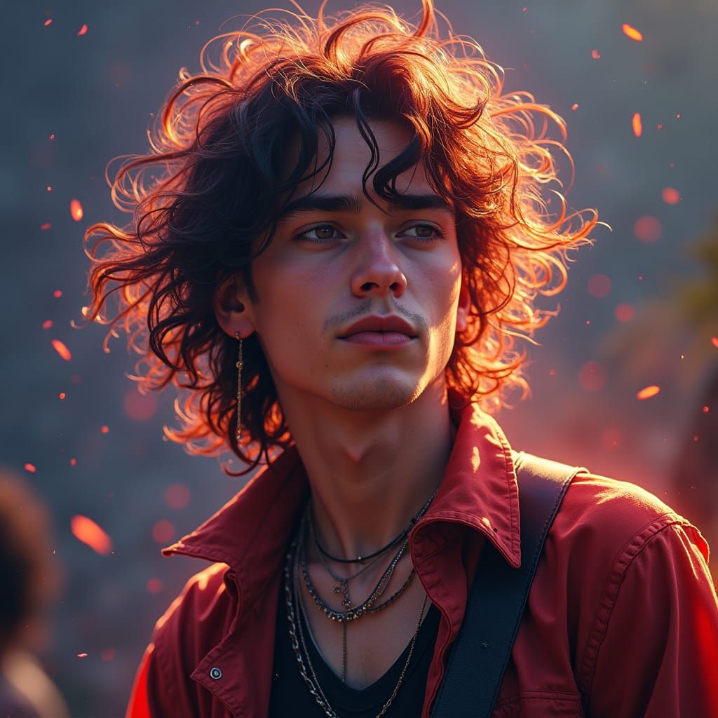 Charismatic Young Rocker in a Matte Painting