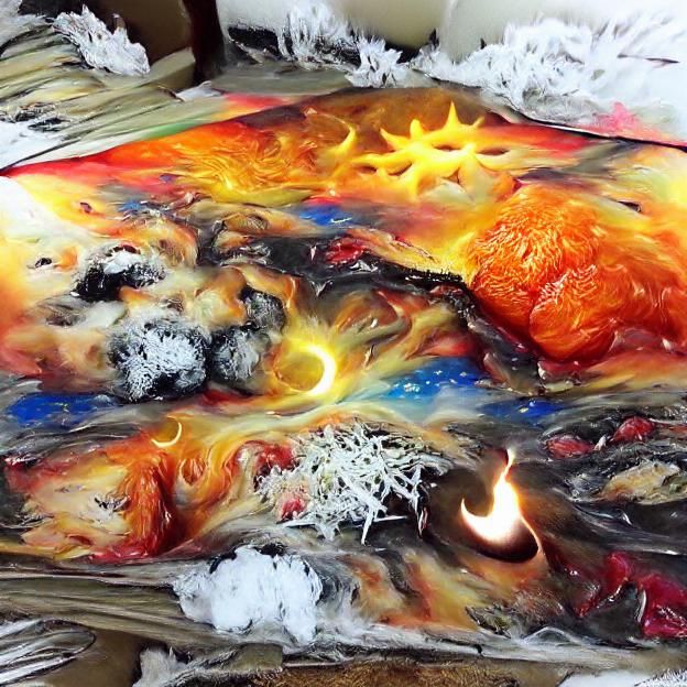 Exploding Sun in a Celestial Fire Painting