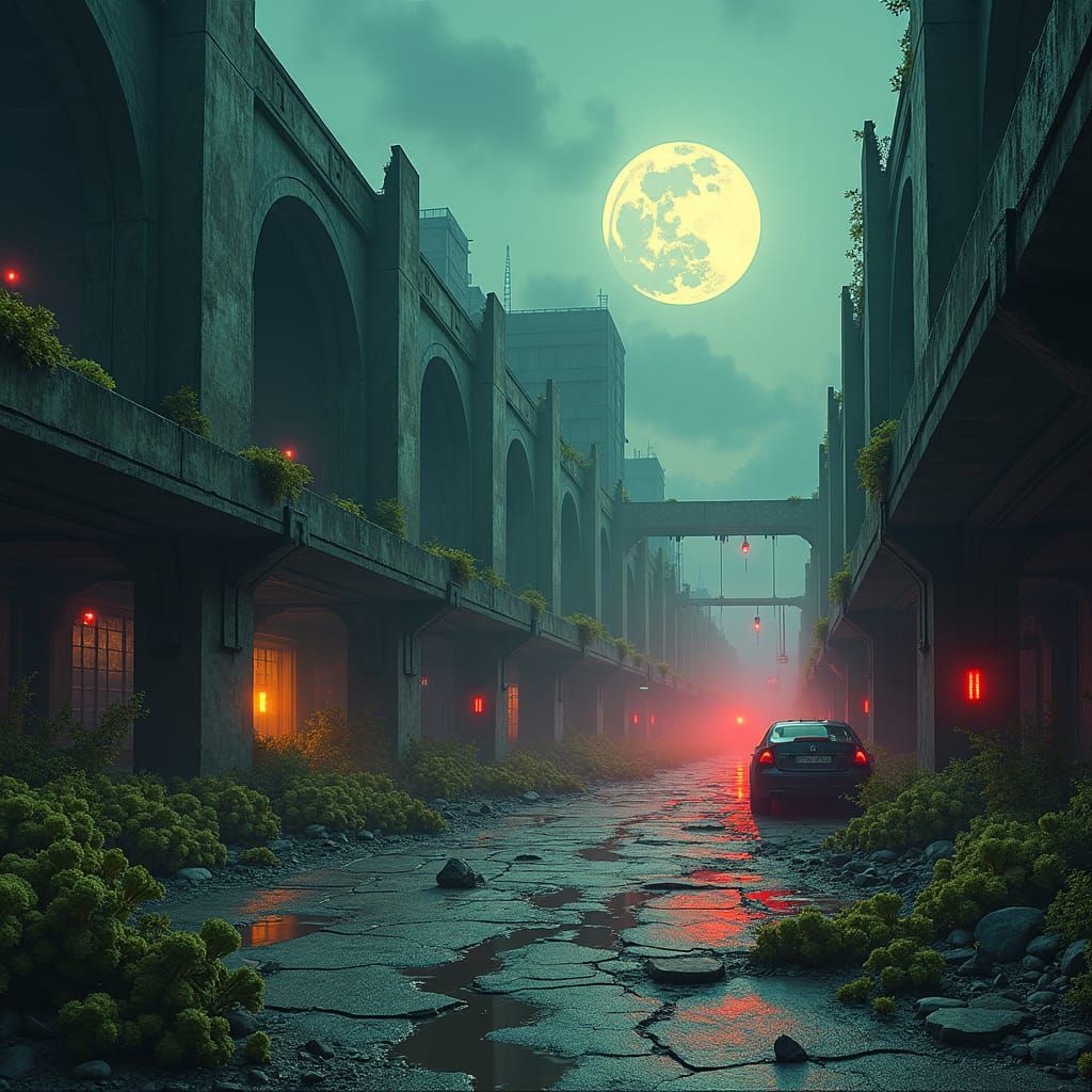 Eerie Abandoned Military Base in Fantasy Concept Art