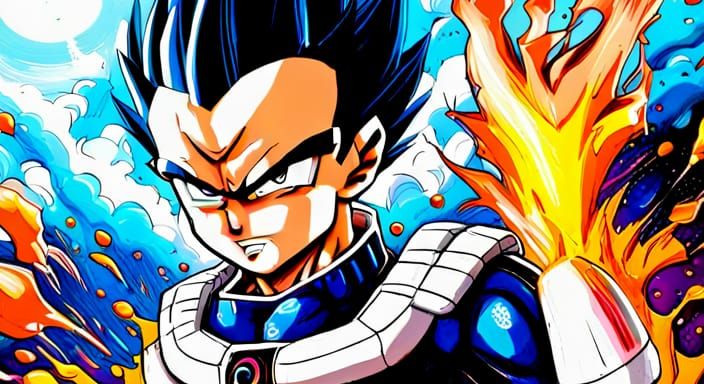 Vegeta Anime Key Visual Graffiti Art