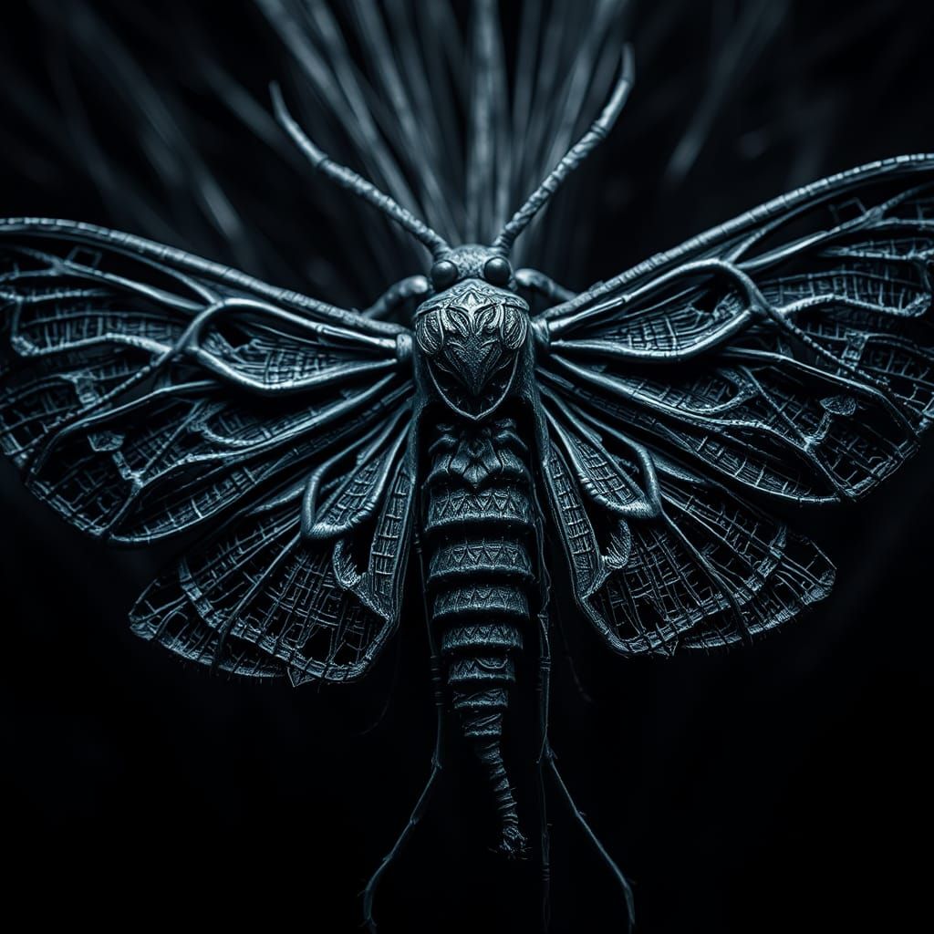 Monochrome String Death Moth in High Resolution