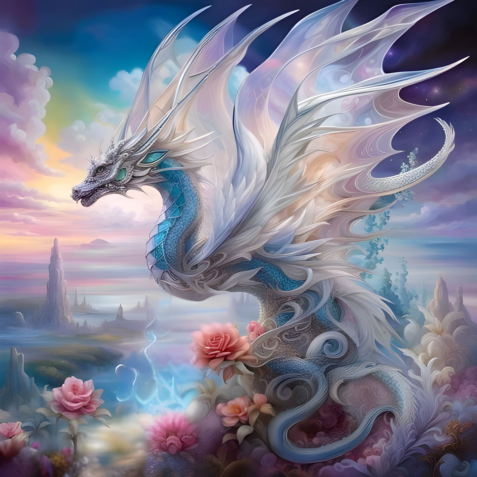 Ethereal Crystal Dragon Dreamscape Design