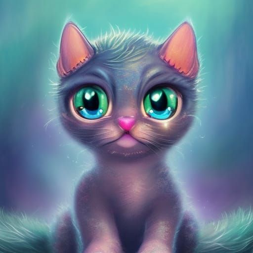 Cute Baby Dragon Kitten: Epic Digital Art