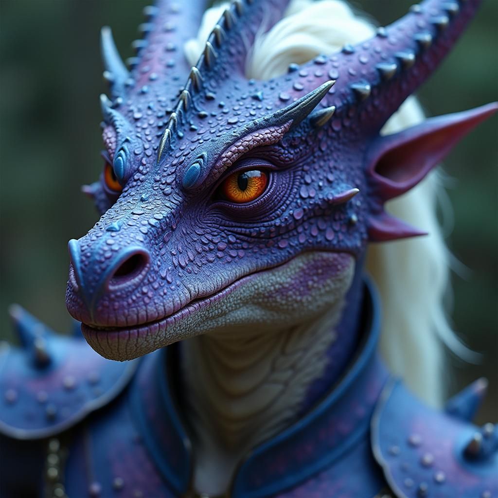 Dragonborn Warrior with Shimmering Scales in Cinematic Light...