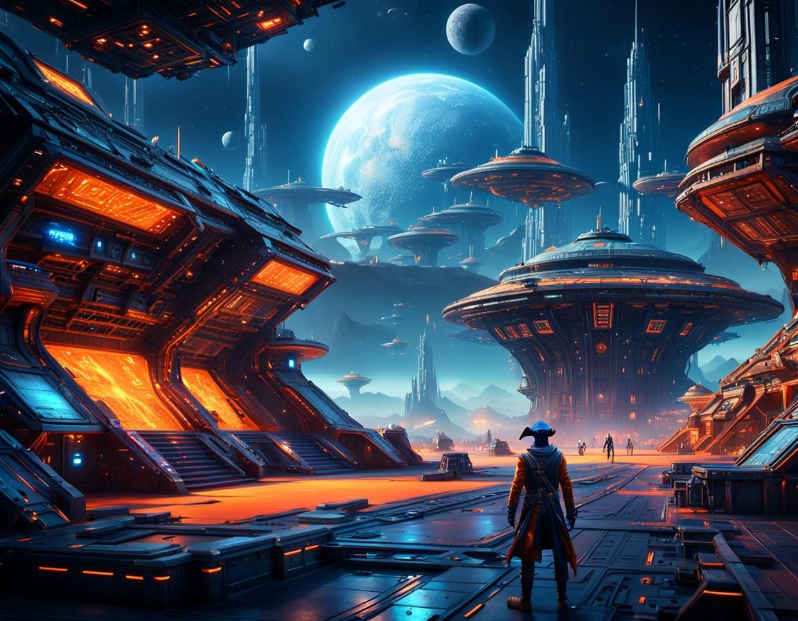 Galactic Wanted Poster: Pirate Alien in Spaceport