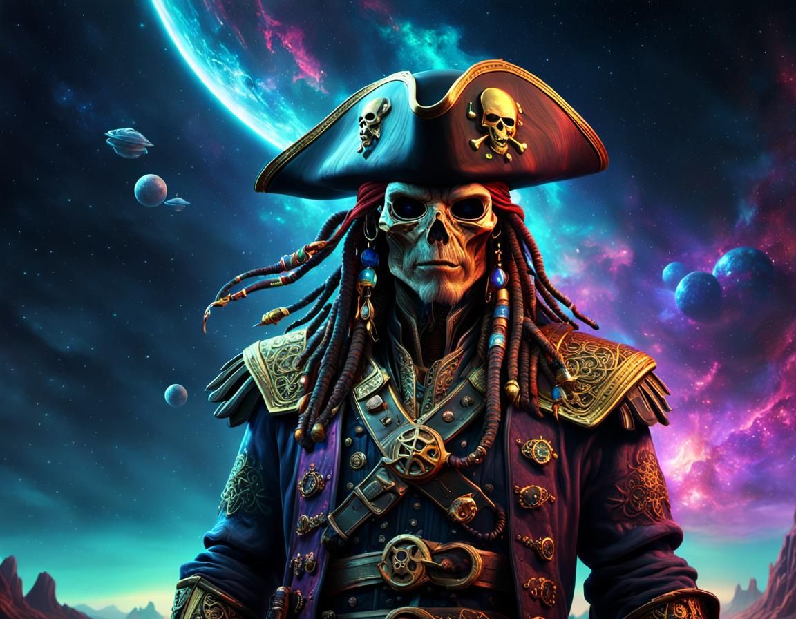 Pirate Alien in Galactic Art Deco Setting
