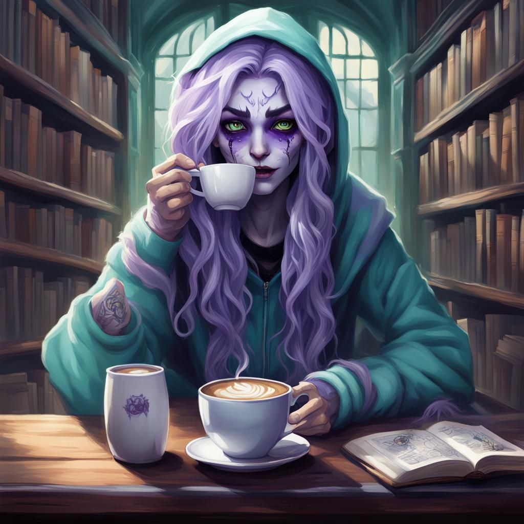 Night Elf Coffee Break in Fantasy Style