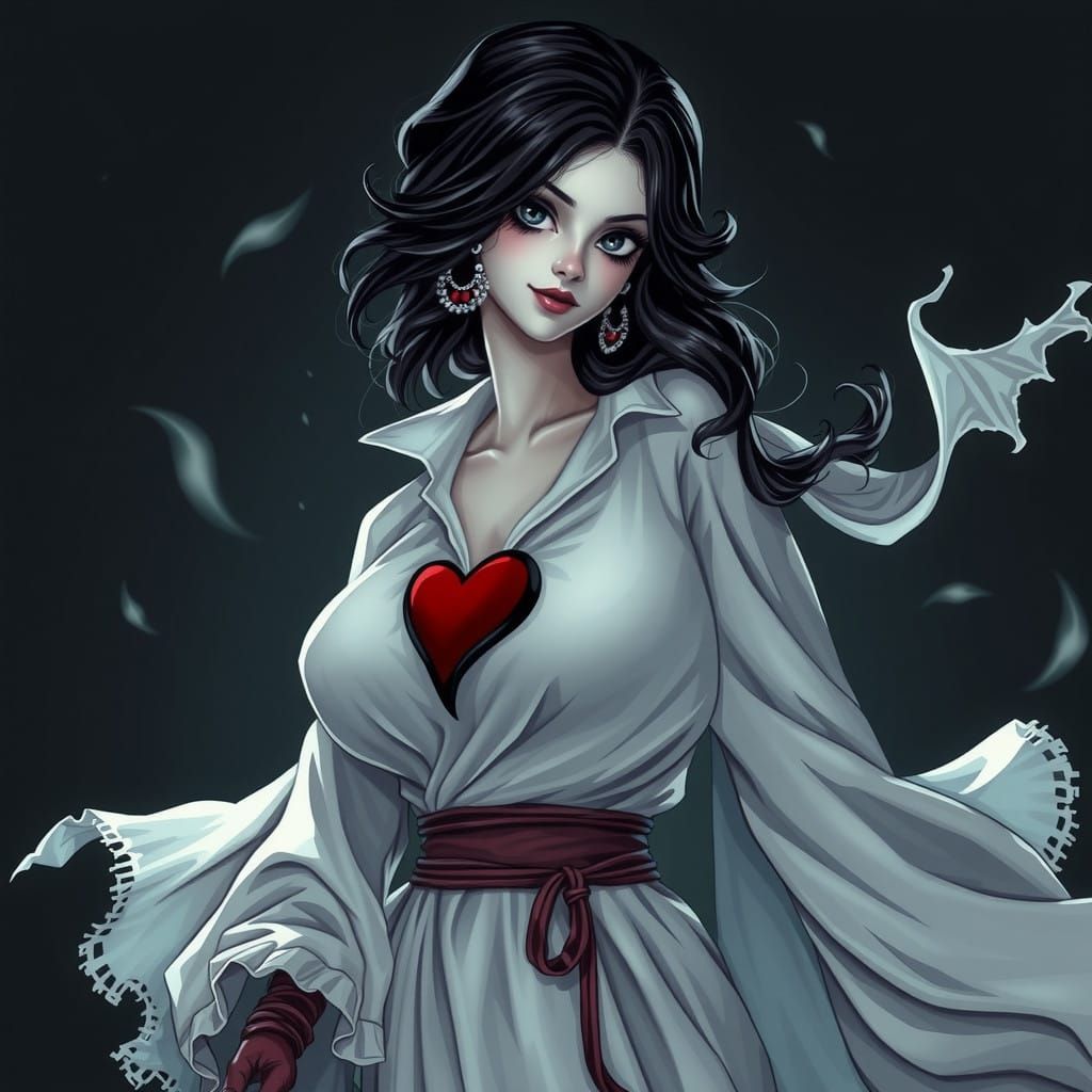 Victorian Ghost Heroine in Dark Pop Art Comic Book Style