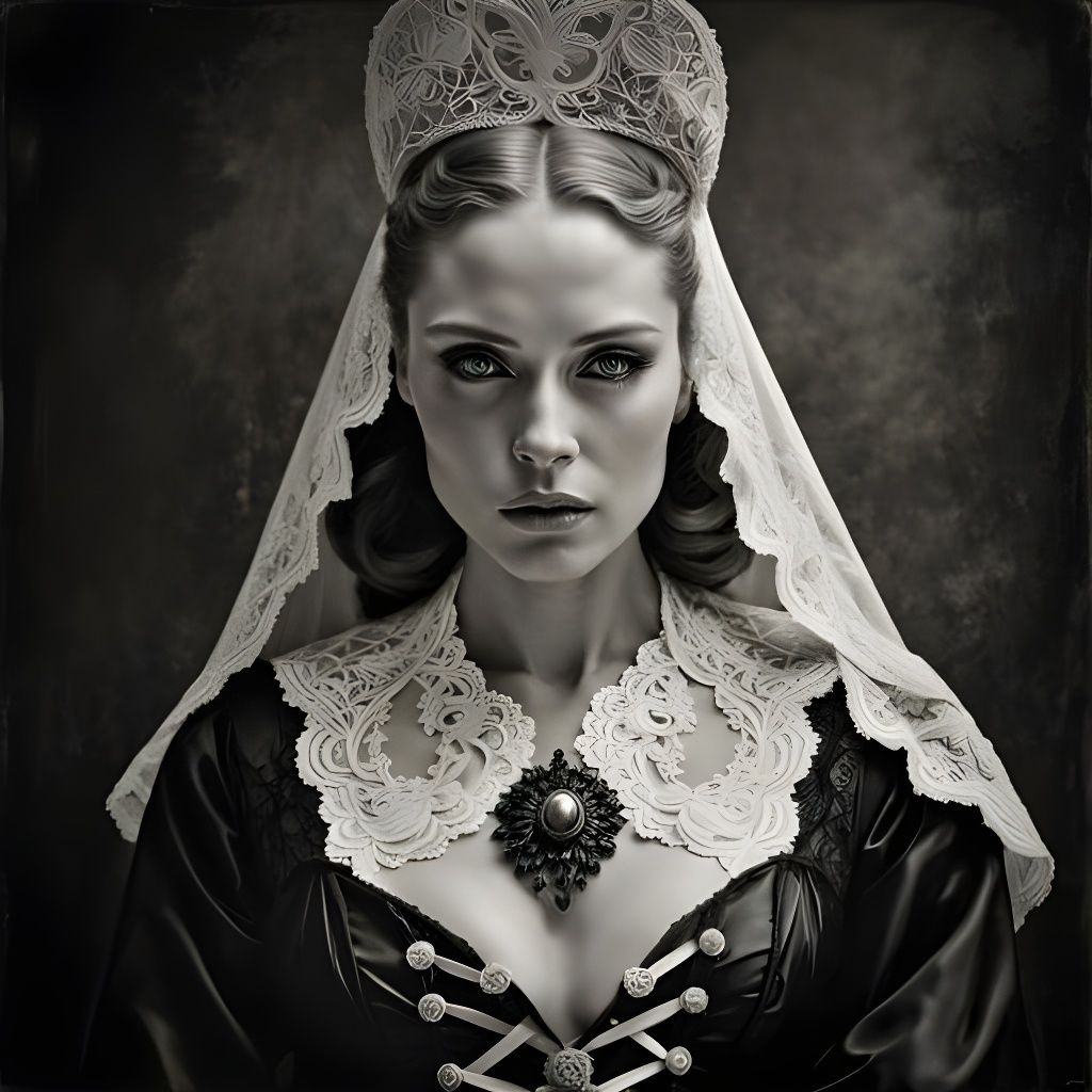 Ethereal Lace Woman Portrait in Infrared Style