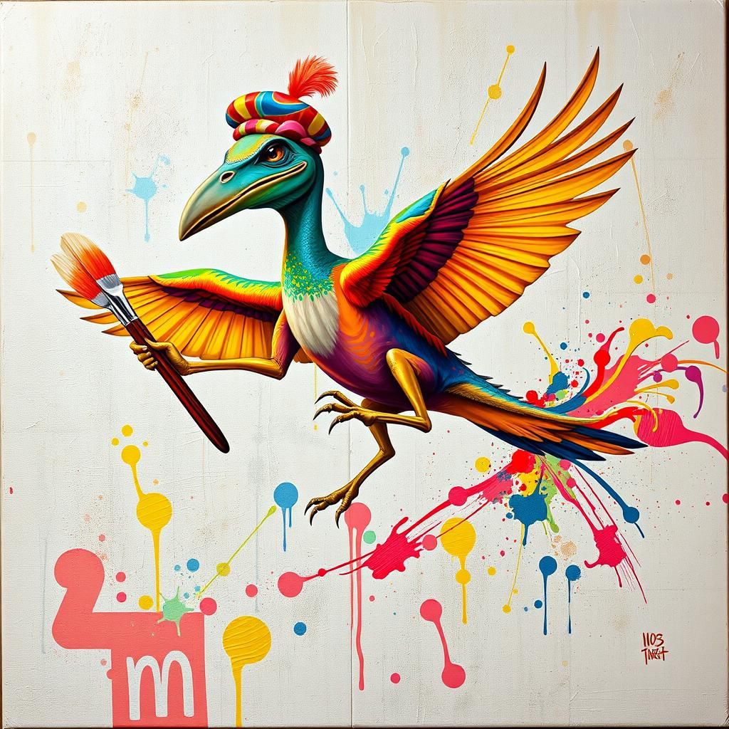 Pterodactyl Creates Abstract Art with Candy Corn Brushes