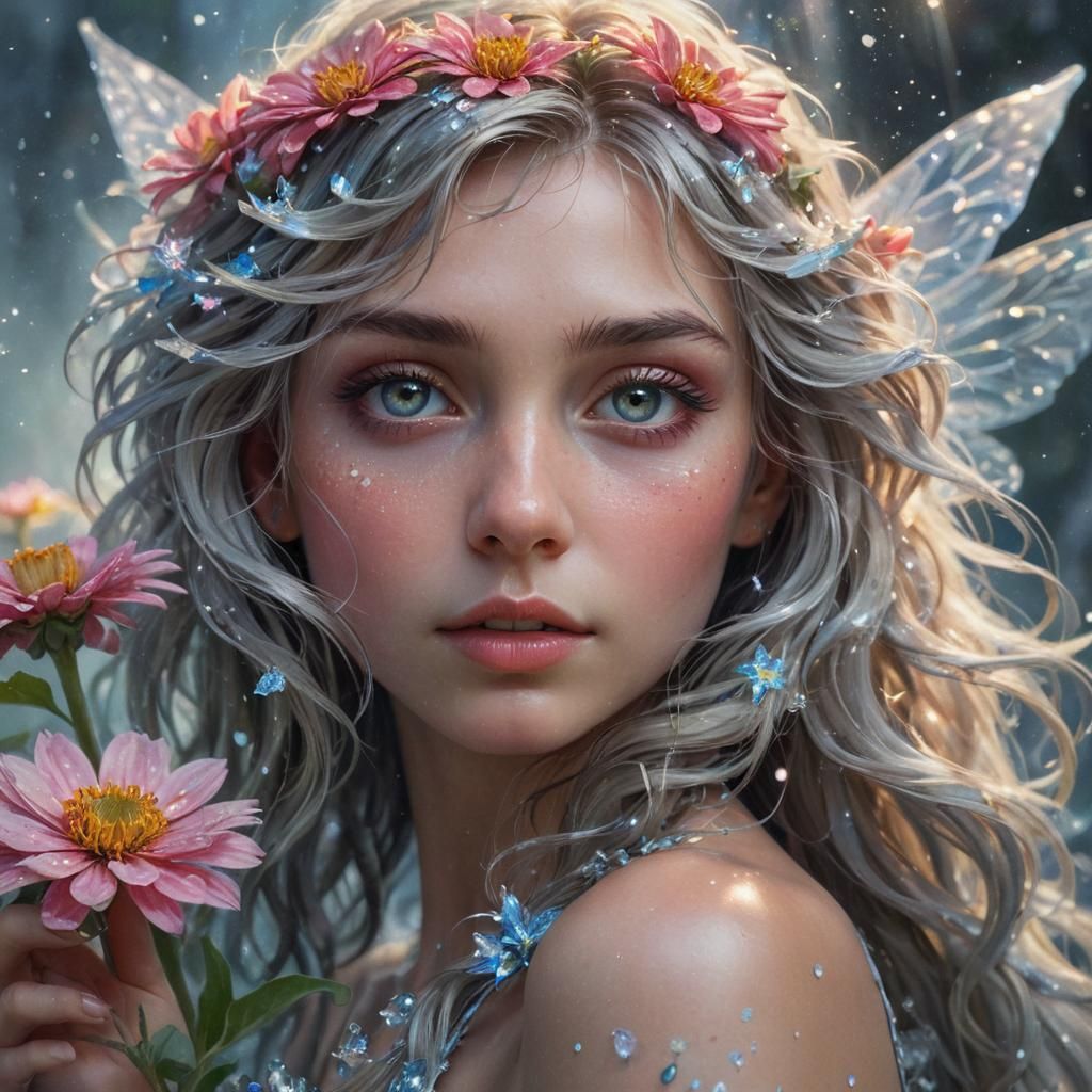 Hyper-Realistic Fairy Portrait in Oil Painting Style