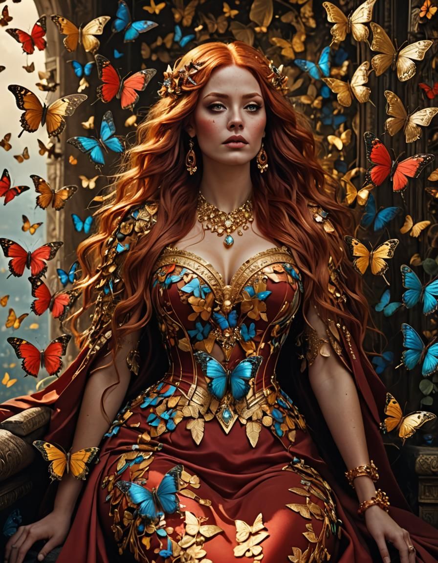 Woman with Butterflies: Digital Matte Painting